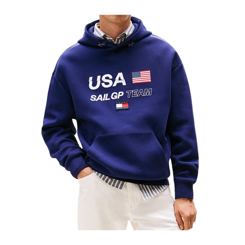 Felpa Uomo a tinta unita, con cappuccio e logo firmata U.S. Sail GP Team